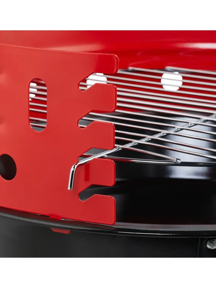relaxdays Grillen<Holzkohlegrill in Schwarz/ Rot - Ø 37 cm