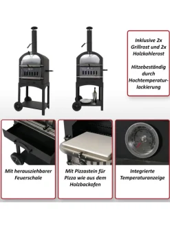 MCW Grillen<Holzkohlegrill N15 Grillrost Holzkohlerost Pizzastein