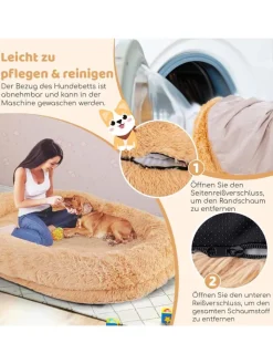 COSTWAY Hunde<Hundebett für Menschen & Hunde in Braun