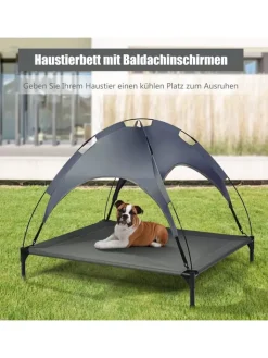 COSTWAY Hunde<Hundebett mit Baldachin XL in Grau