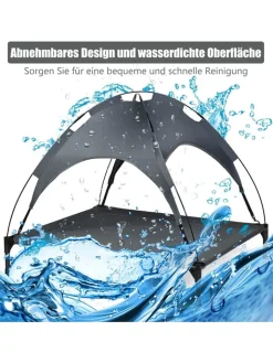 COSTWAY Hunde<Hundebett mit Baldachin XL in Grau