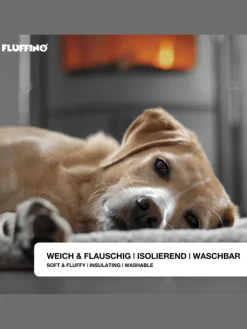 FLUFFINO Hunde<Hundedecke/Hundekissen - Wildlederimitat - Größe S (73 x 45 cm) - grau