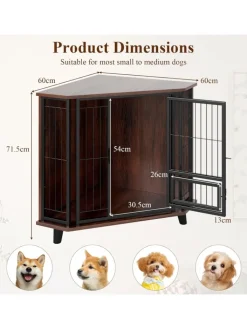 COSTWAY Hunde<Hundehütte Eck Hundekäfig 60 x 60 x 71,5 cm in Braun
