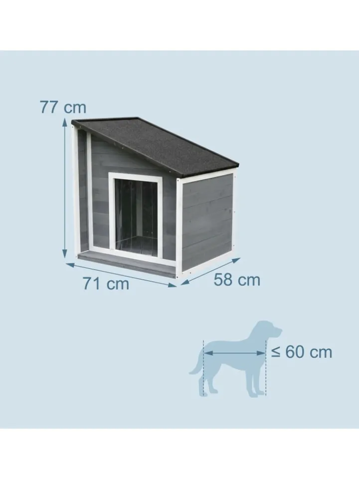 relaxdays Hunde<Hundehütte in Grau/ Weiß – (B)71 x (H)77 x (T)58 cm
