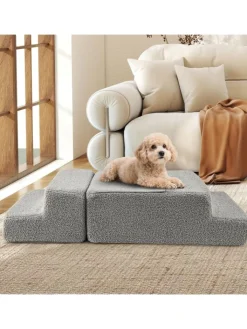COSTWAY Hunde<Hundetreppe 4 Stufen in Grau