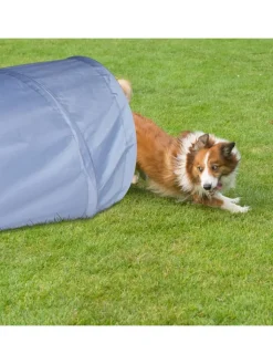 relaxdays Hunde<Hundetunnel in Grau - (B)200 x Ø 40 cm