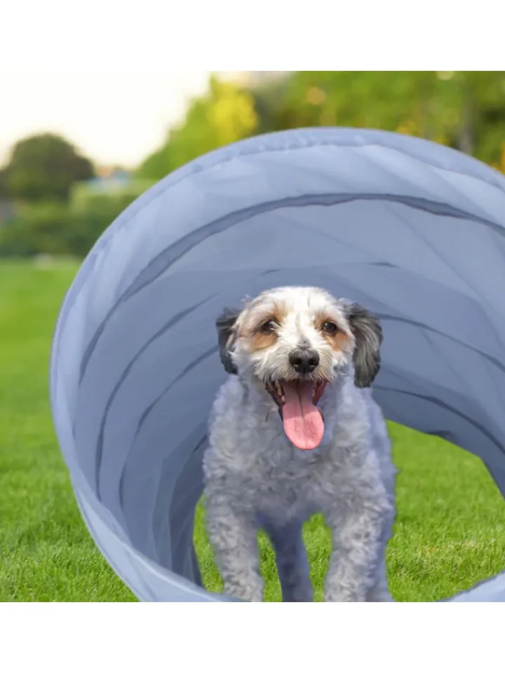 relaxdays Hunde<Hundetunnel in Grau - (B)200 x Ø 40 cm