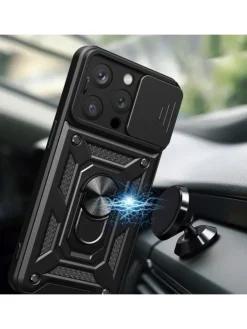 COFI 1453 Smartphones & Zubehör<Hybrid Armor Camshield Bumper Handyhülle Hülle mit Ring kompatibel mit in Rosa