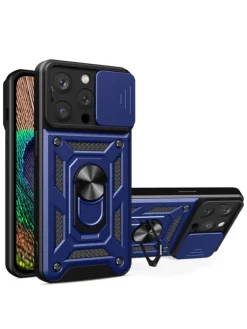 COFI 1453 Smartphones & Zubehör<Hybrid Armor Camshield Bumper Handyhülle Hülle mit Ring kompatibel mit in Blau