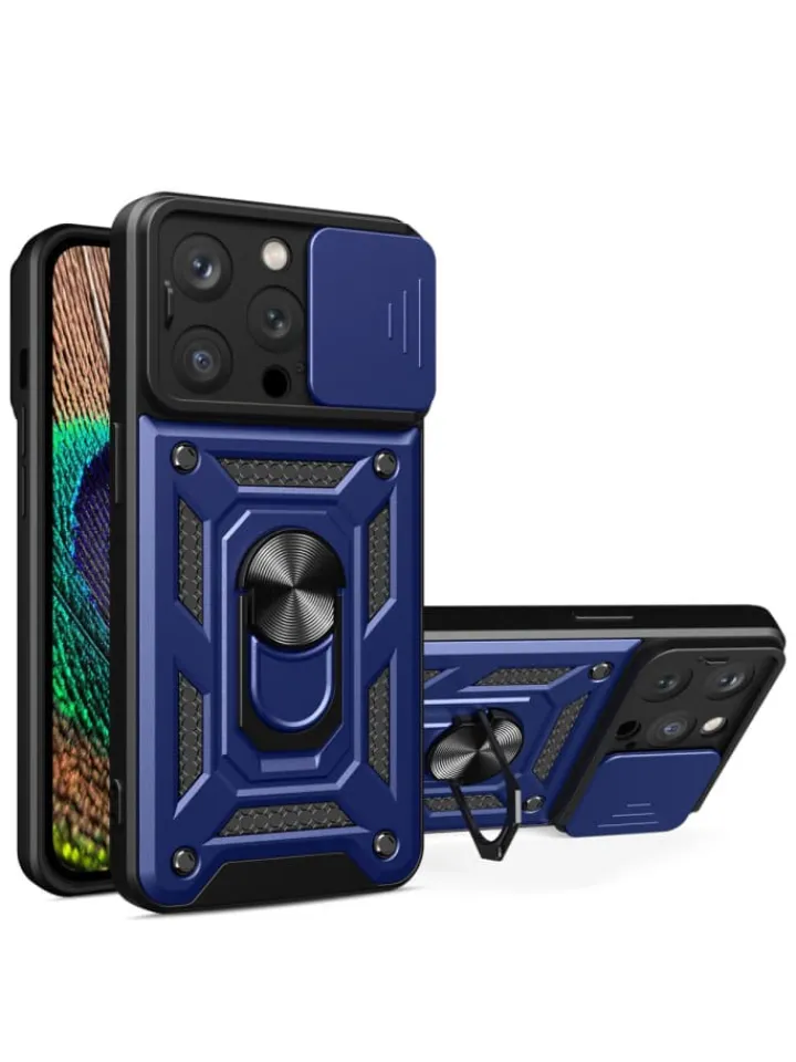 COFI 1453 Smartphones & Zubehör<Hybrid Armor Camshield Bumper Handyhülle Hülle mit Ring kompatibel mit in Blau