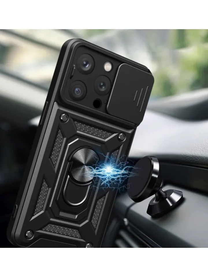 COFI 1453 Smartphones & Zubehör<Hybrid Armor Camshield Bumper Handyhülle Hülle mit Ring kompatibel mit in Blau