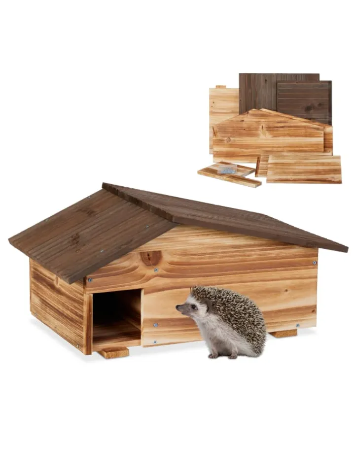 relaxdays Pflanzen & Zubehör<Igelhaus in Braun - (B)46 x (H)24 x (T)33,5 cm