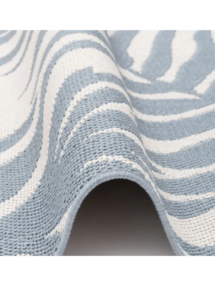 Pergamon Outdoorteppiche<In & Outdoor Teppich Flachgewebe Marbella Blätter in Blau
