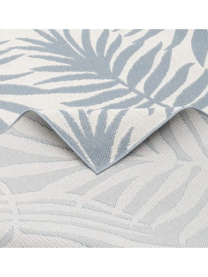 Pergamon Outdoorteppiche<In & Outdoor Teppich Flachgewebe Marbella Blätter in Blau
