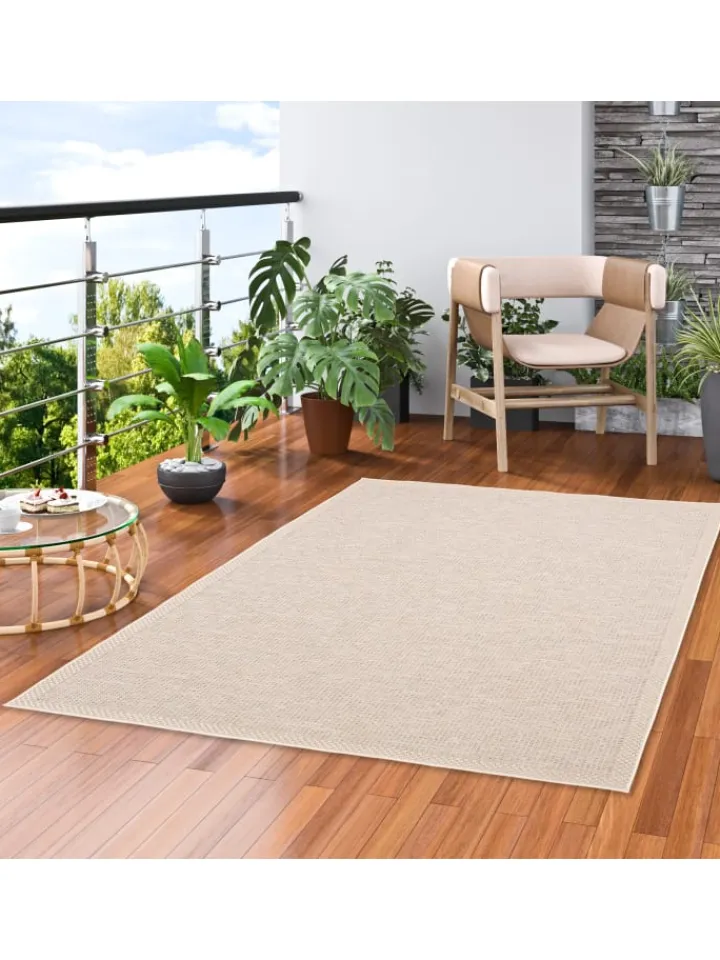 Pergamon Outdoorteppiche<In & Outdoor Teppich Flachgewebe Ottawa Bordüre in Beige