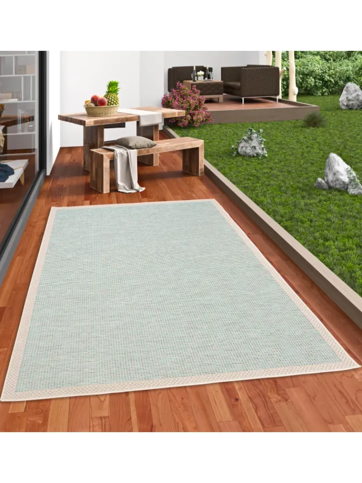Pergamon Outdoorteppiche<In & Outdoor Teppich Flachgewebe Ottawa Bordüre in Türkis