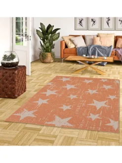 Pergamon Outdoorteppiche<In & Outdoor Teppich Flachgewebe Marbella Sterne in Orange
