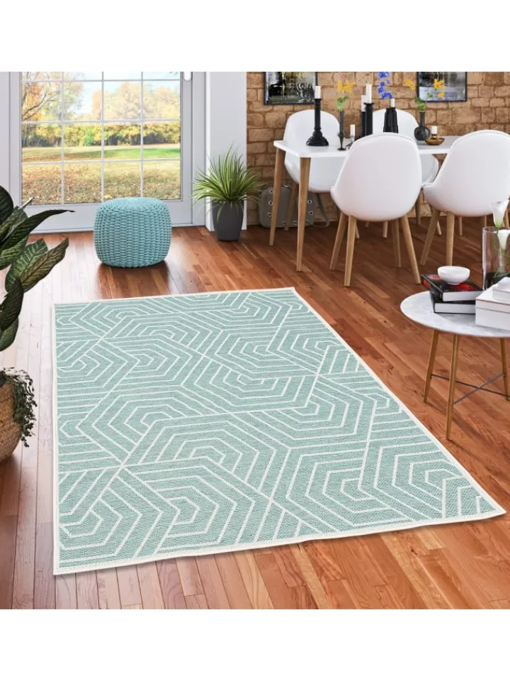 Pergamon Outdoorteppiche<In & Outdoor Teppich Flachgewebe Ottawa Trend in Mintgrün
