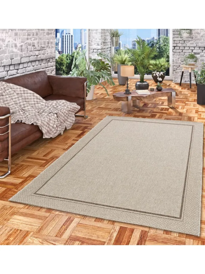 Pergamon Outdoorteppiche<In & Outdoor Teppich Natur Panama Bordüre in Grijs