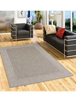 Pergamon Outdoorteppiche<In & Outdoor Teppich Natur Valencia Bordüre in Antraciet