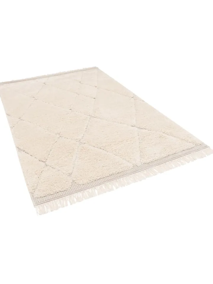 Pergamon Outdoorteppiche<In & Outdoor Teppich Shaggy Sylt Rauten in Creme