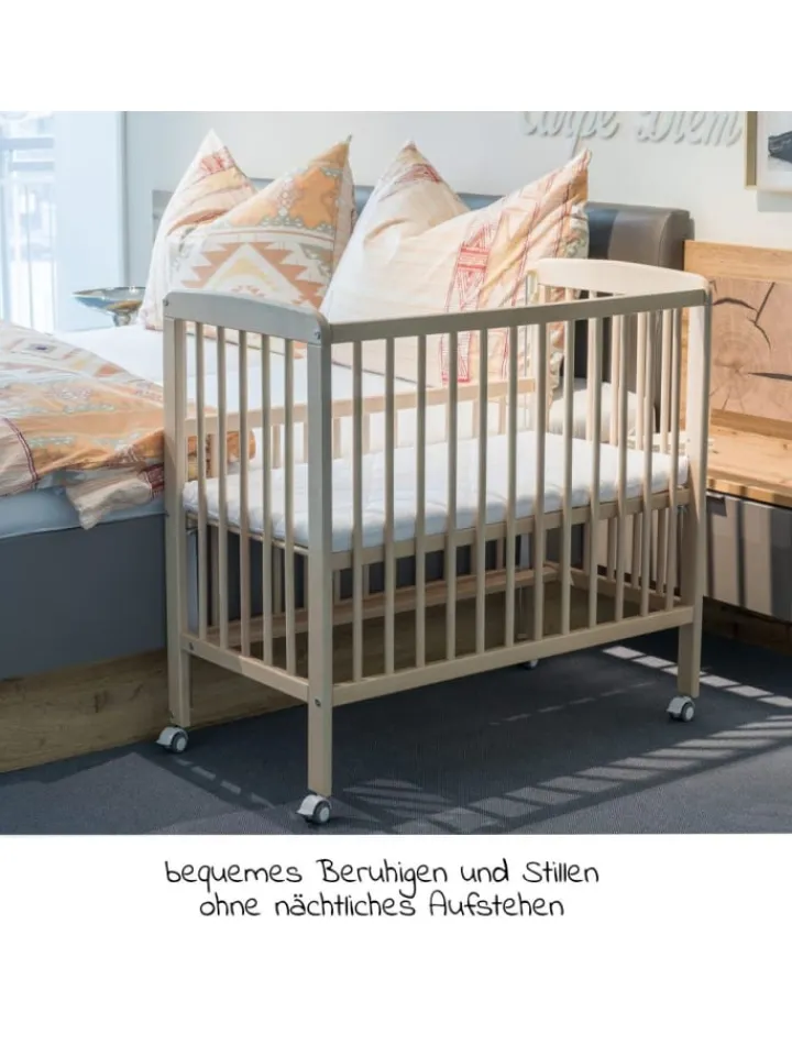 fillikid Babymöbel<2in1 Beistellbett, Stubenbett Nino - Nat in braun