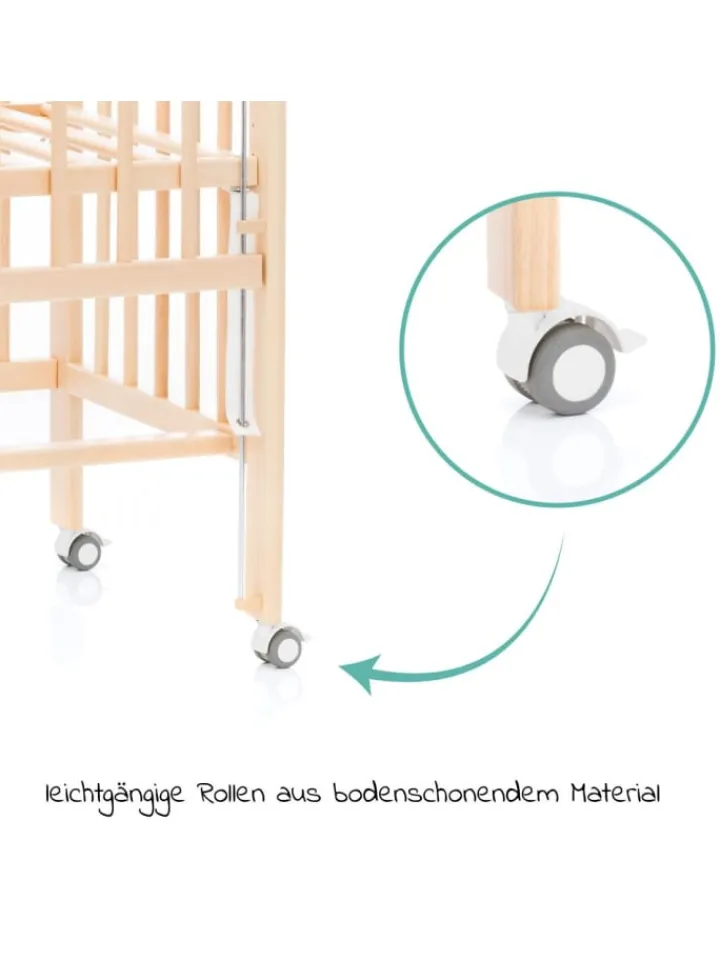 fillikid Babymöbel<2in1 Beistellbett, Stubenbett Nino - Nat in braun