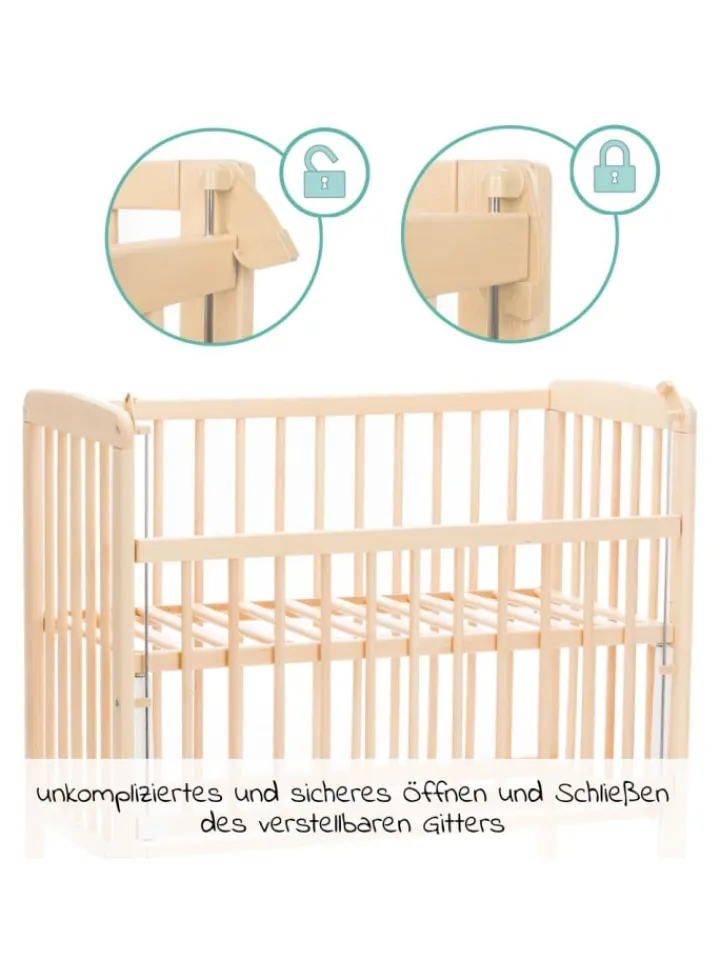fillikid Babymöbel<2in1 Beistellbett, Stubenbett Nino - Nat in braun