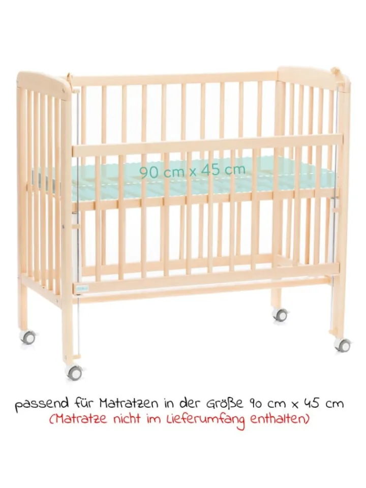 fillikid Babymöbel<2in1 Beistellbett, Stubenbett Nino - Nat in braun