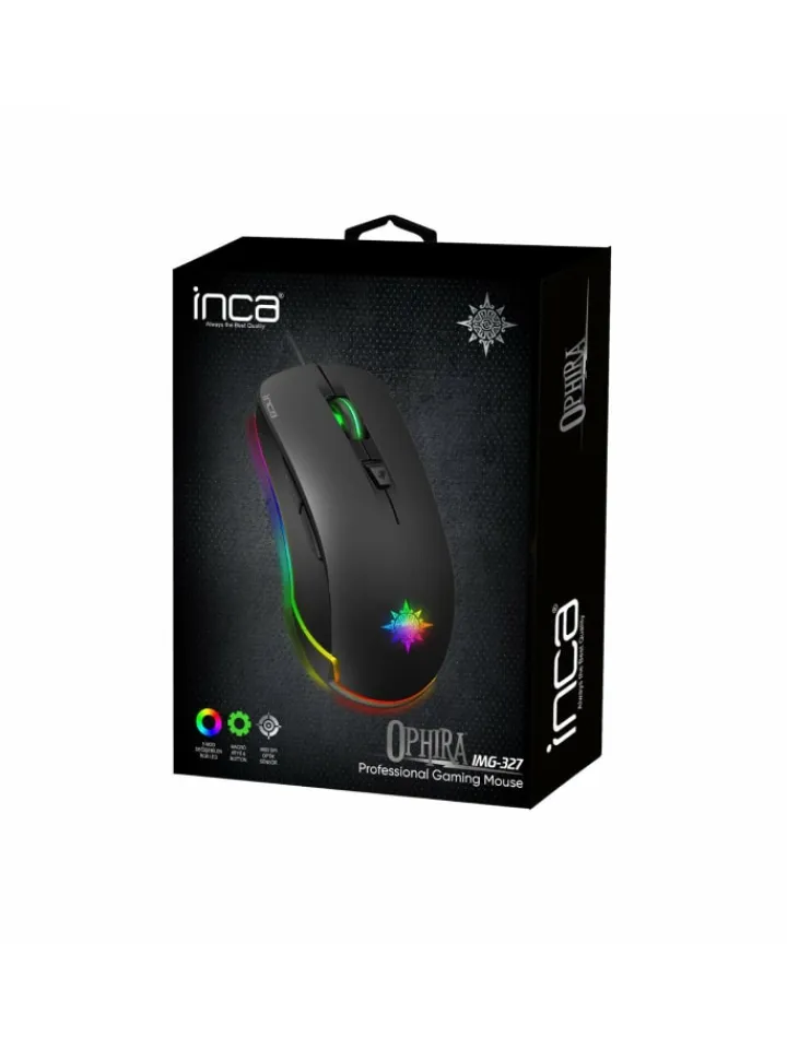 Inca Tablets, Konsolen & Elektronisches Spielzeug<IMG-327 PRO Optisch Gaming Maus 4800 DPI RGB-Logo-Effekt schwarz in schwarz