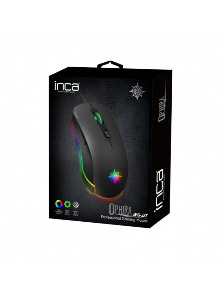 Inca Tablets, Konsolen & Elektronisches Spielzeug<IMG-327 PRO Optisch Gaming Maus 4800 DPI RGB-Logo-Effekt schwarz in schwarz