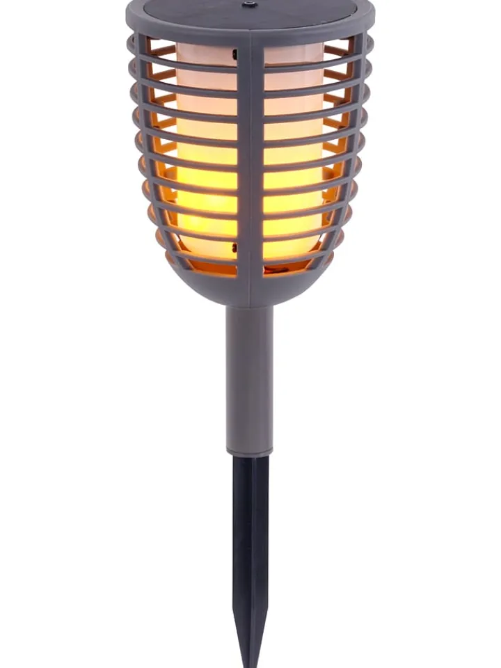 näve Außenleuchten|Außenbeleuchtung<2in1-LED-Solar-Gartenstecker "Fackel" in Grau