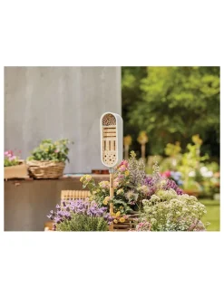 Gardena Gartendekoration<Insektenhotel "ClickUp!" in Weiß/ Natur - (B)14,9 x (H)36,8 x (T)11 cm