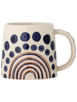 Bloomingville Gedeckter Tisch<Jumbotasse ''Shama'' in Creme/ Dunkelblau - 515 ml