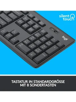 Logitech Tablets, Konsolen & Elektronisches Spielzeug<Kabelloses Tastatur-Maus-Set mit SilentTouch-Technologie, in Schwarz