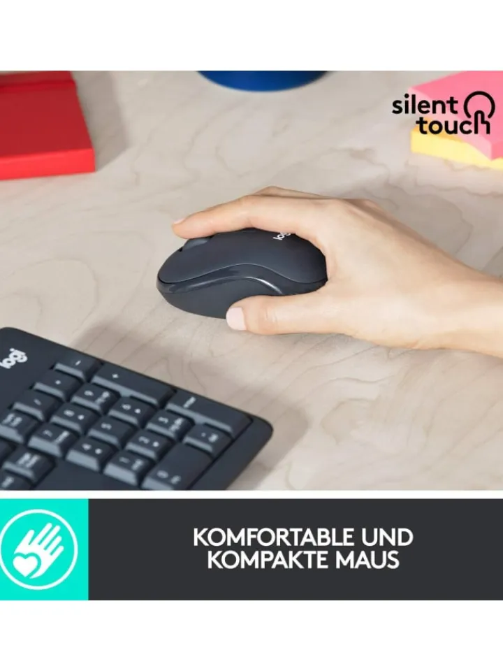 Logitech Tablets, Konsolen & Elektronisches Spielzeug<Kabelloses Tastatur-Maus-Set mit SilentTouch-Technologie, in Schwarz