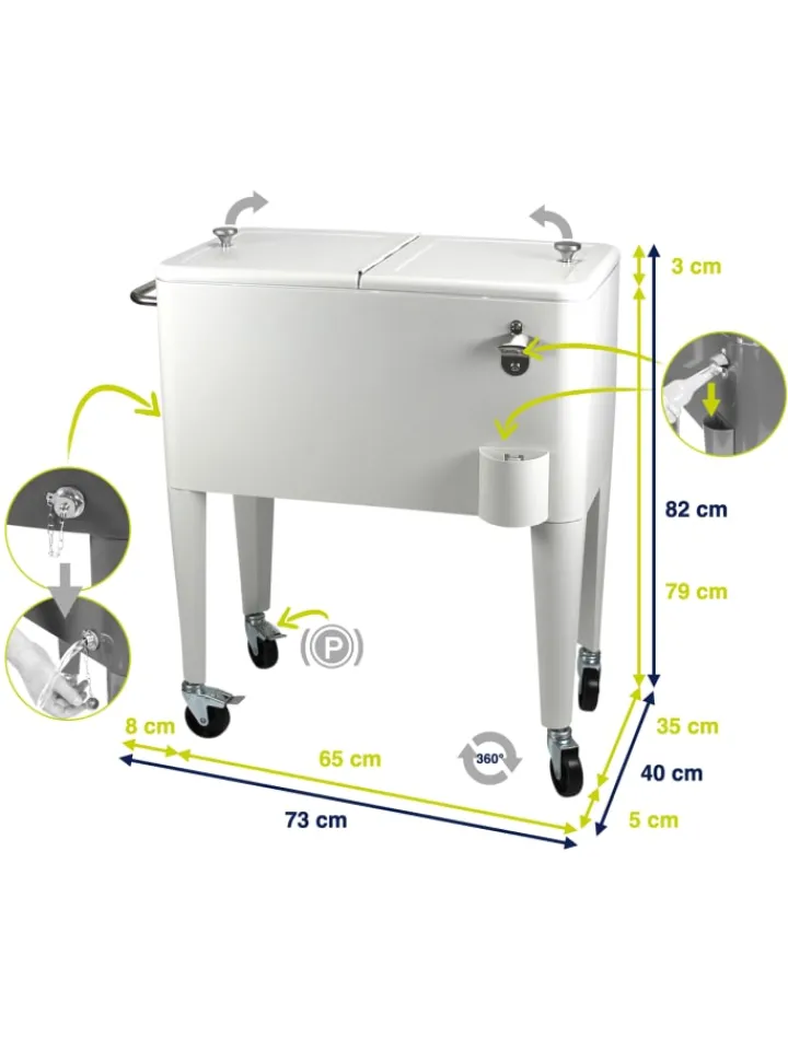 Beachtrekker Grillen<Kailua Cooler - Kühlbox, Kühlwagen, Getränkekühler, Weiß