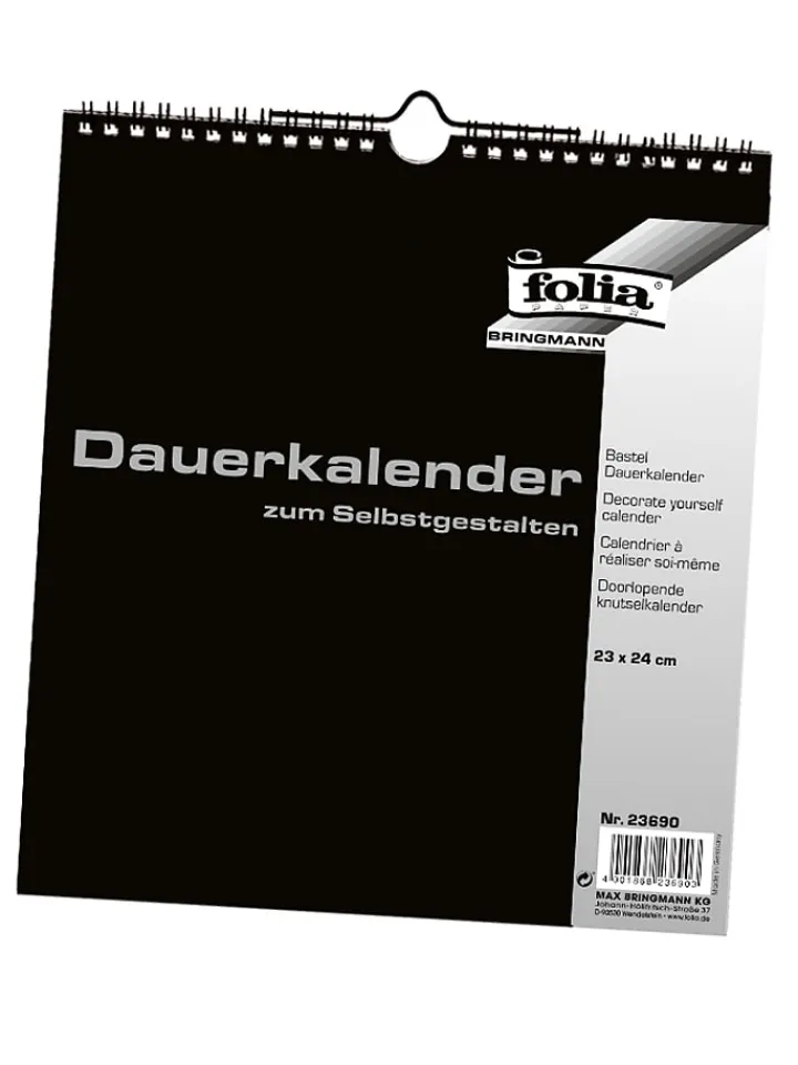 folia PAPER Kreativbedarf & Do-It-Yourself<Kalender zum Selbstgestalten in Schwarz - (L)24 x (B)23 cm