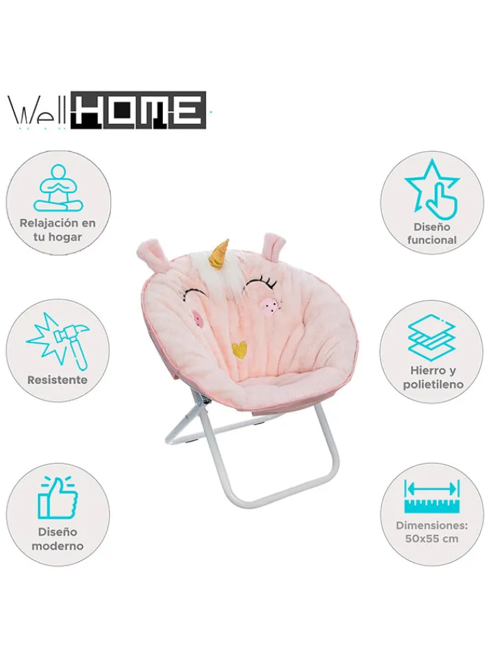 WellHome for Kids Sitzmöbel<Kalppsessel in Rosa - (H)55 x Ø 50 cm