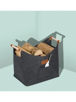 relaxdays Kisten & Körbe<Kaminholzkorb in Grau - 50 L