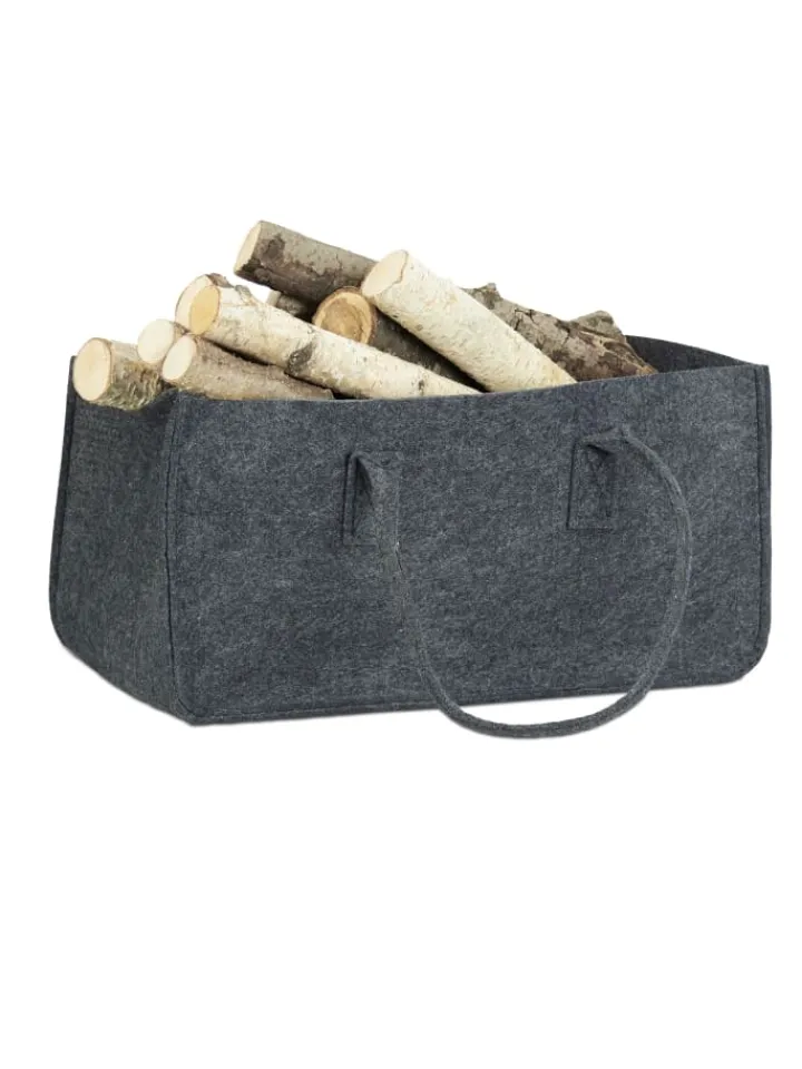 relaxdays Kisten & Körbe<Kaminholztasche in Anthrazit