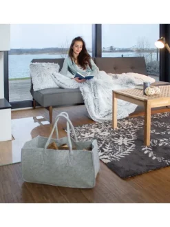 relaxdays Kisten & Körbe<Kaminholztasche in Anthrazit
