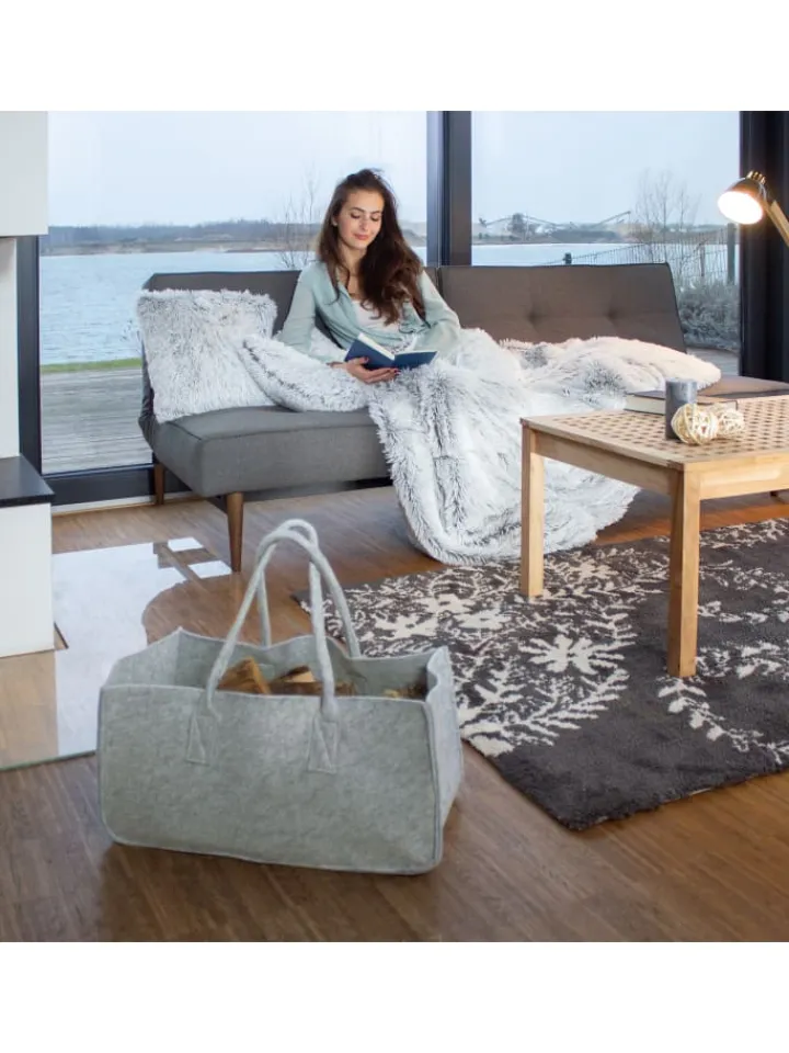 relaxdays Kisten & Körbe<Kaminholztasche in Anthrazit