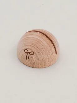 Eulenschnitt Wohndekoration<Kartenständer "Schleife" in Natur - (B)4 x (H)2,5 cm