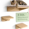 Knupis Katzen<Katzen Kletterwand Set mit Katzenbett & 2X Katzentreppe - Kiefernholz