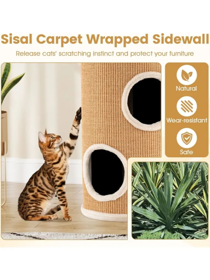 COSTWAY Katzen<Katzenbaum Kratztonne Ø 36 cm 59,5 cm hoch in Braun