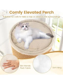 COSTWAY Katzen<Katzenbaum Kratztonne Ø 36 cm 59,5 cm hoch in Braun