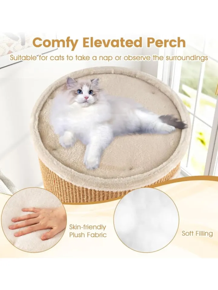 COSTWAY Katzen<Katzenbaum Kratztonne Ø 36 cm 59,5 cm hoch in Braun