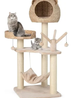 COSTWAY Katzen<Katzenbaum mit Höhle in Beige