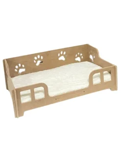 Paws&Whiskers Katzen<Katzenbett "Lyra" in Hellbraun/ Creme - (B)53 x (H)18 x (T)33 cm